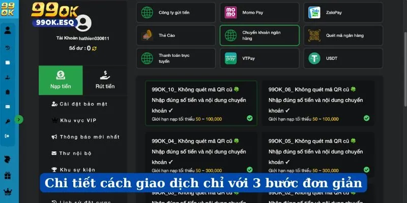 Chi tiết cách giao dịch chỉ với 3 bước đơn giản