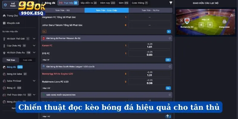 Chiến thuật đọc kèo bóng đá hiệu quả cho tân thủ