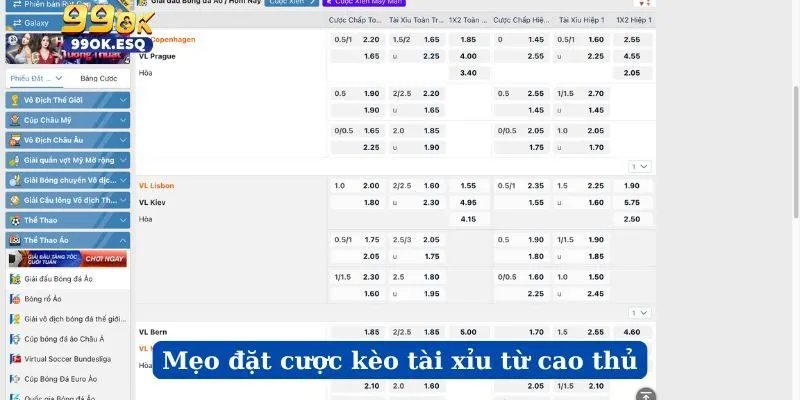 Mẹo đặt cược kèo tài xỉu bóng đá từ cao thủ