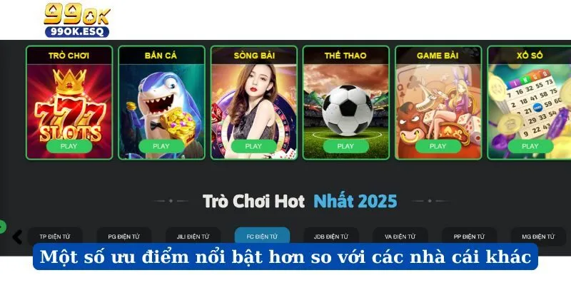 Một số ưu điểm nổi bật hơn so với các nhà cái khác