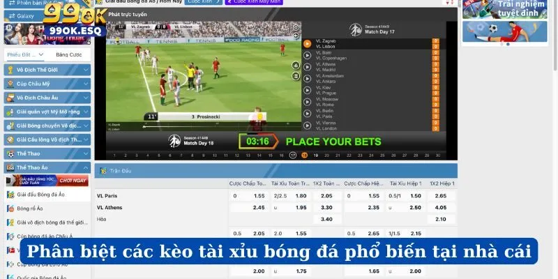 Phân biệt các kèo tài xỉu bóng đá phổ biến tại nhà cái